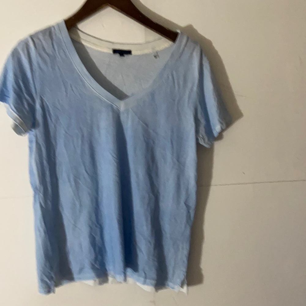 Light Blue V-Neck Short Sleeve Tee